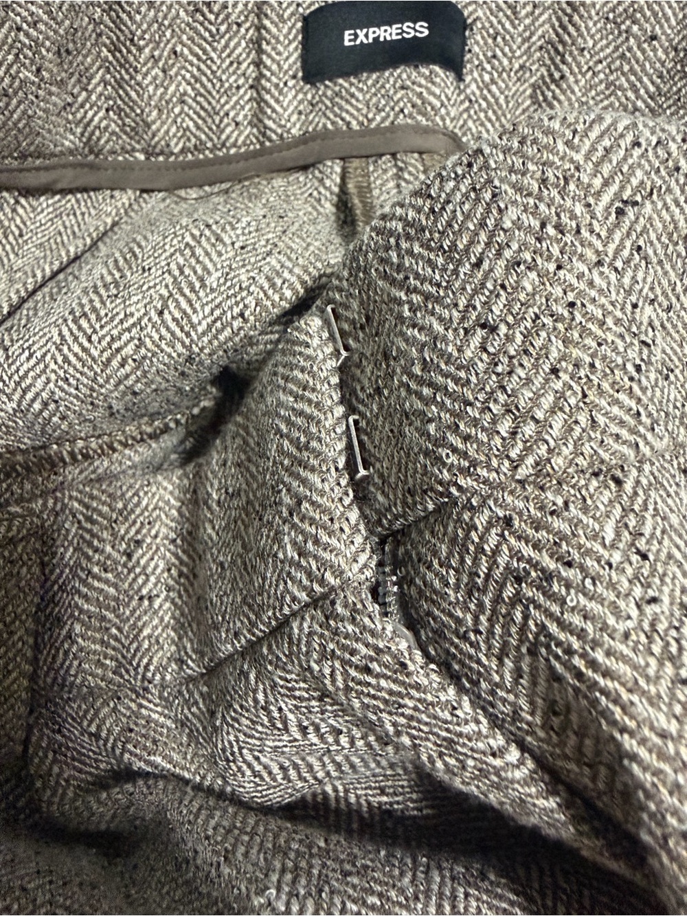 Express Women's Herringbone Blazer Jacket in Taupe